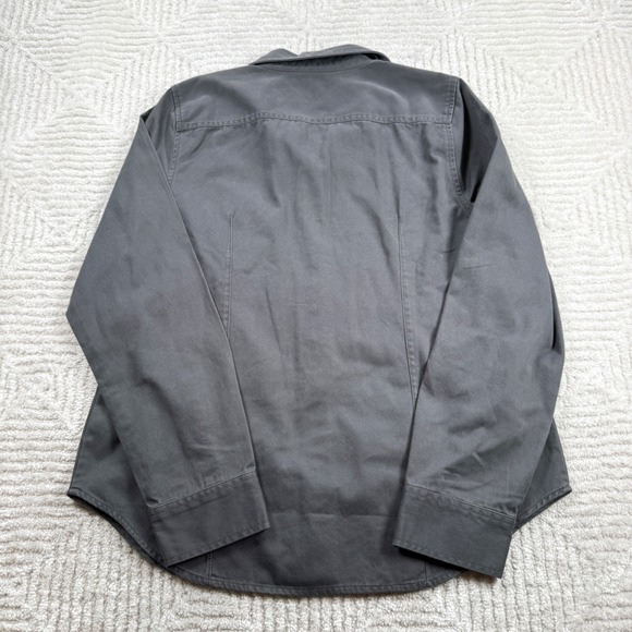 Madewell Fitted Button Shirt Womens 14 Gray Twill NO115 Work Minimalist Gorpcore - Picture 2 of 8